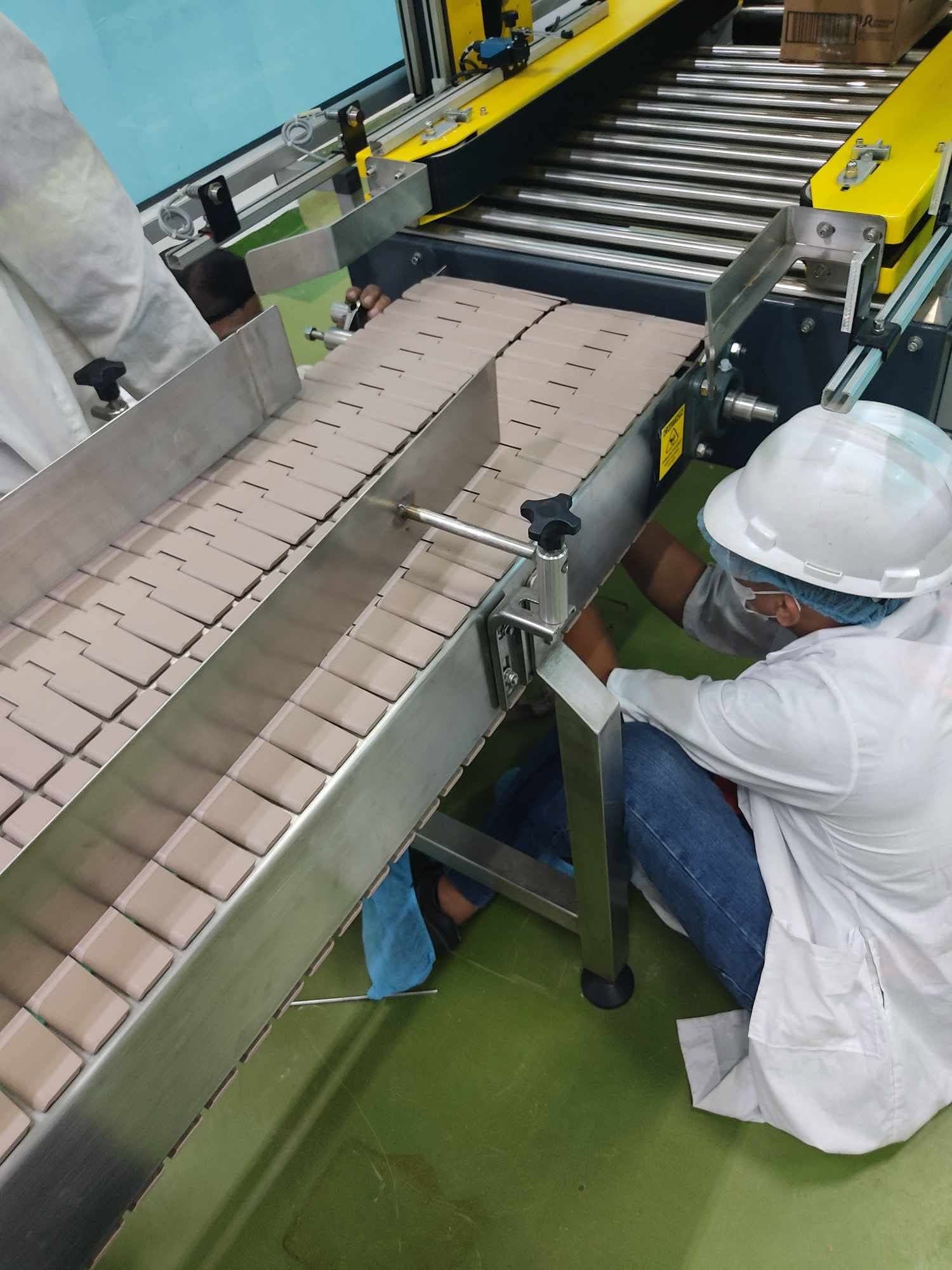 Roller conveyor system inside a production facility