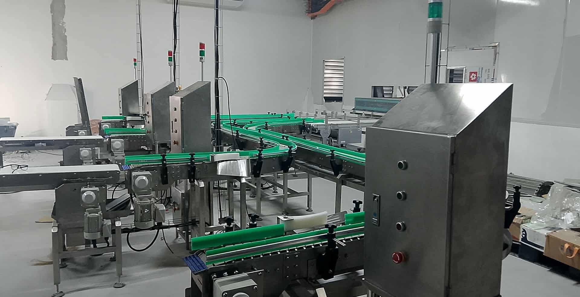 Wide conveyor system inside a production facility
